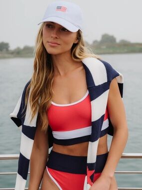 BEACH RIOT Eva Bikini Top in Americana Colorblock